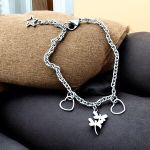 🆕 Dragonfly Hearts and Stars Anklet Stainless Steel